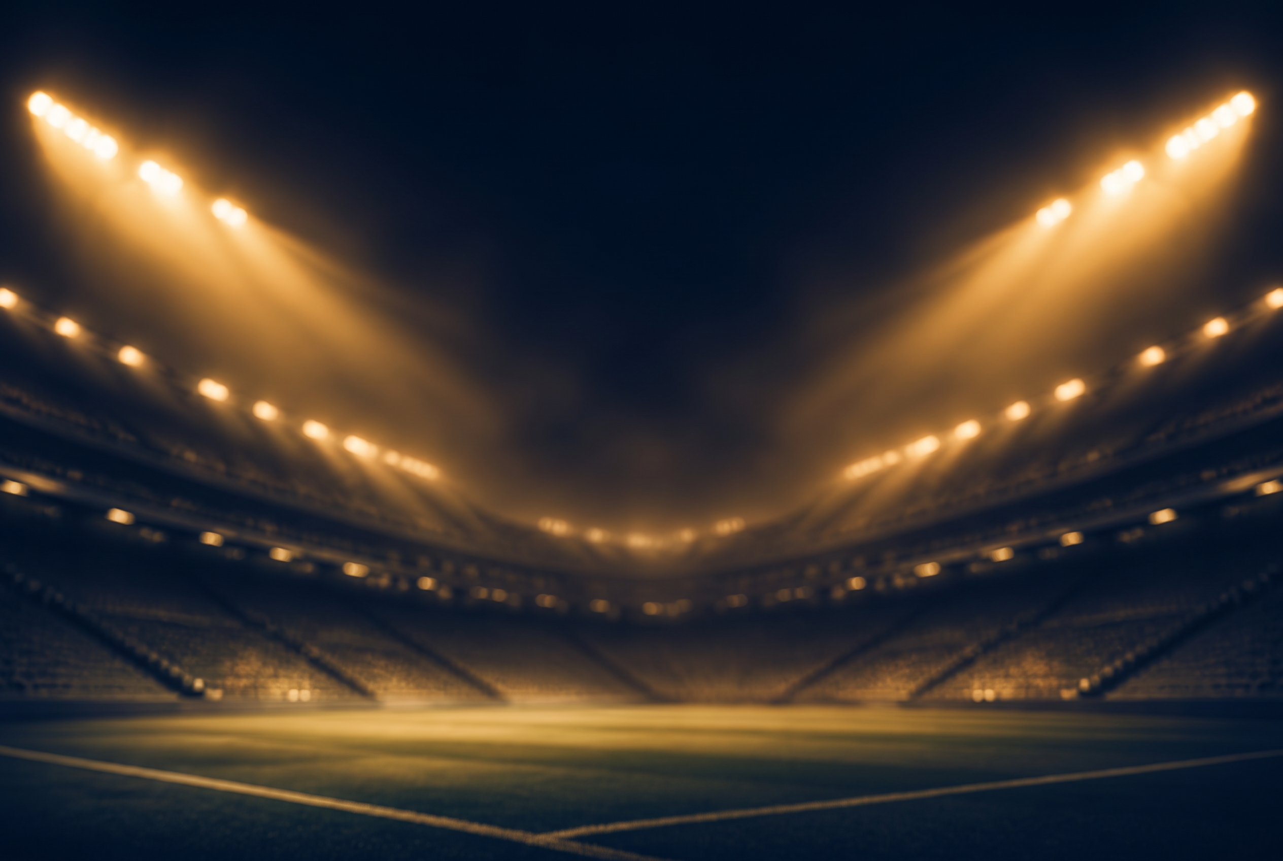 Nächtliches Stadion bei Flutlicht